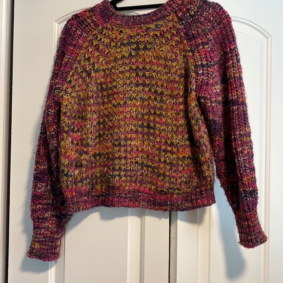 Moth crochet knit sweater size XS, magenta and fall color cozy sweater - Picture 6 of 6